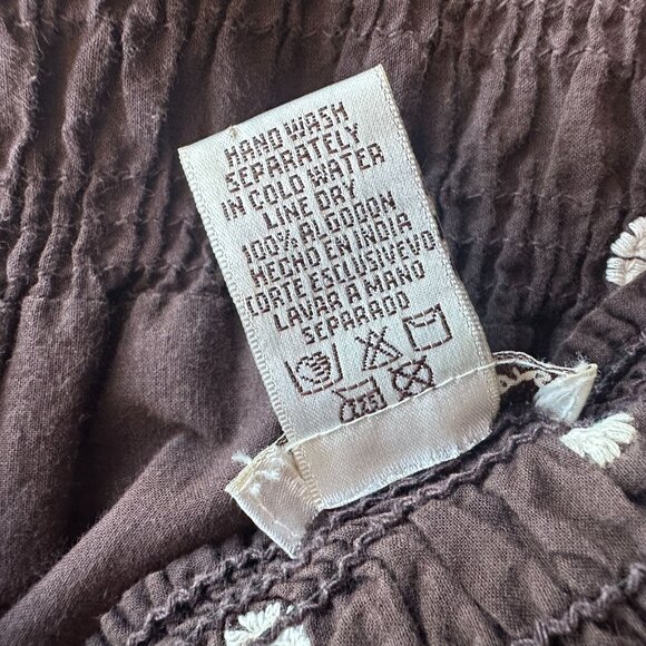 Cute Options Womens Large Dress Embroidered Polka Dot Brown Babydoll - Picture 8 of 8